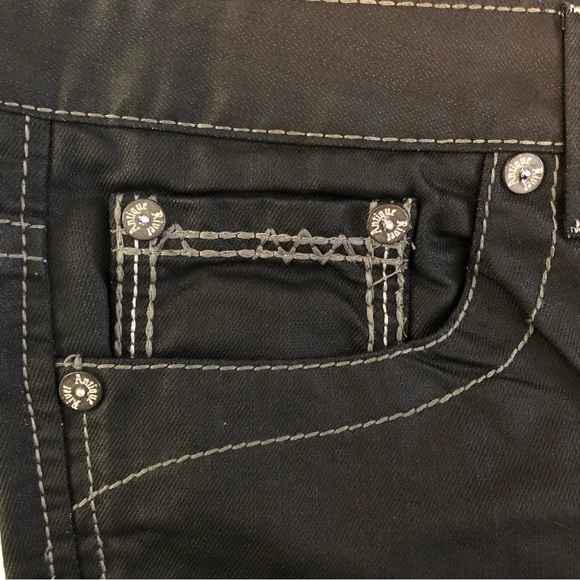 Antique Rivet Straight Leg Black Coated Denim Jeans No.10 Zip Men’s 32x30 NWT - Picture 4 of 12